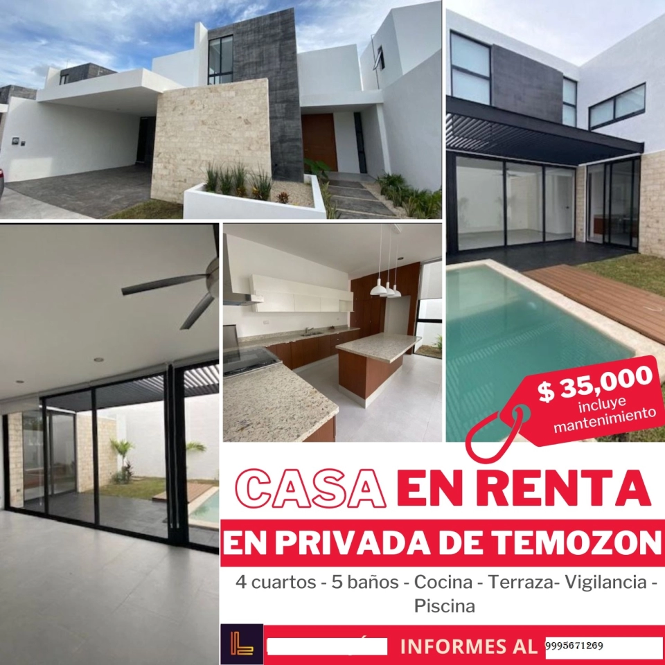 RENTA DE CASA EN PRIVADA DE TEMOZON MERIDA YUCATAN