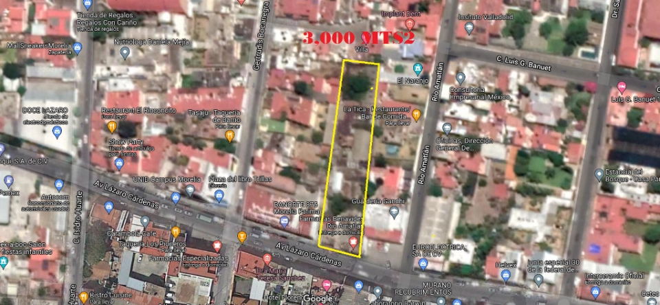 T536 Terreno en venta 3000 m2 sobre Lazaro Cardenas Morelia