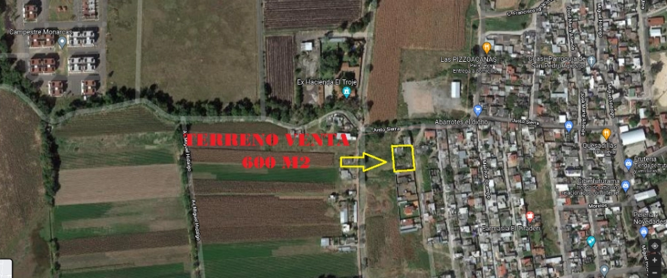 T503 Terreno en Venta 600 m2 con casa obra negra Tarimbaro