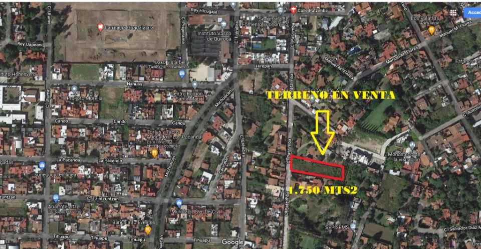 T501 Venta Terreno 1750 m2 desarrollar vista bella Morelia