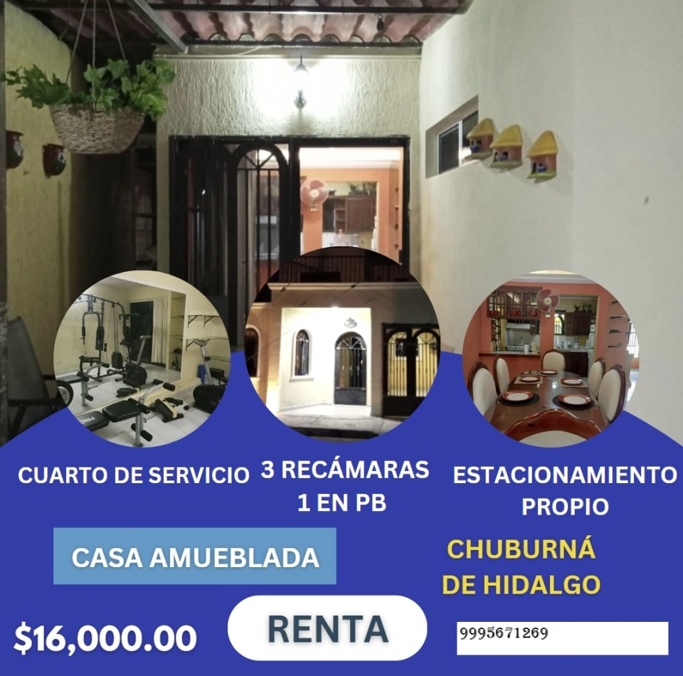 RENTA DE CASA AMUEBLDA EN CHUBURNA DE HIDALGO MERIDA YUCATAN