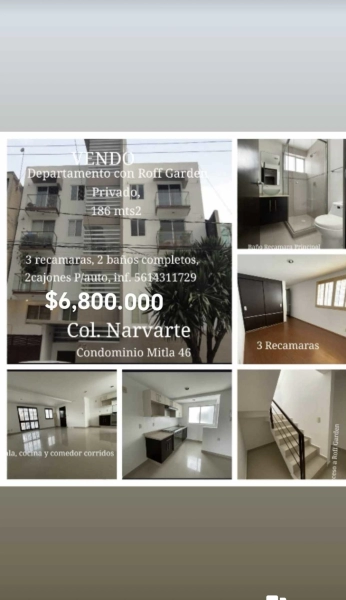 VENDO HERMOSO DEPARTAMENTO, COL. NARVARTE, CDMX 