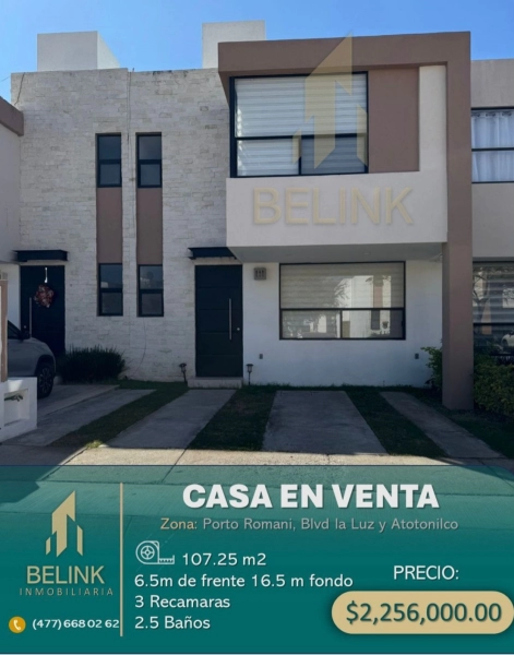 CASA EN VENTA EN PORTA ROMANI, ZONA SUR LEON GTO