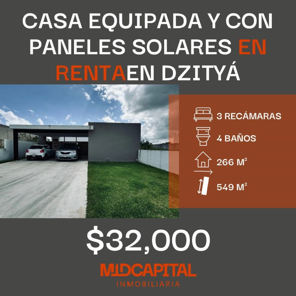 RENTA DE CASA EN DZITYA CON PANELES SOLARES MERIDA YUCATAN