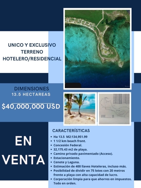 UNICO Y EXCLUSIVO TERRENO HOTELERO RESIDENCIAL