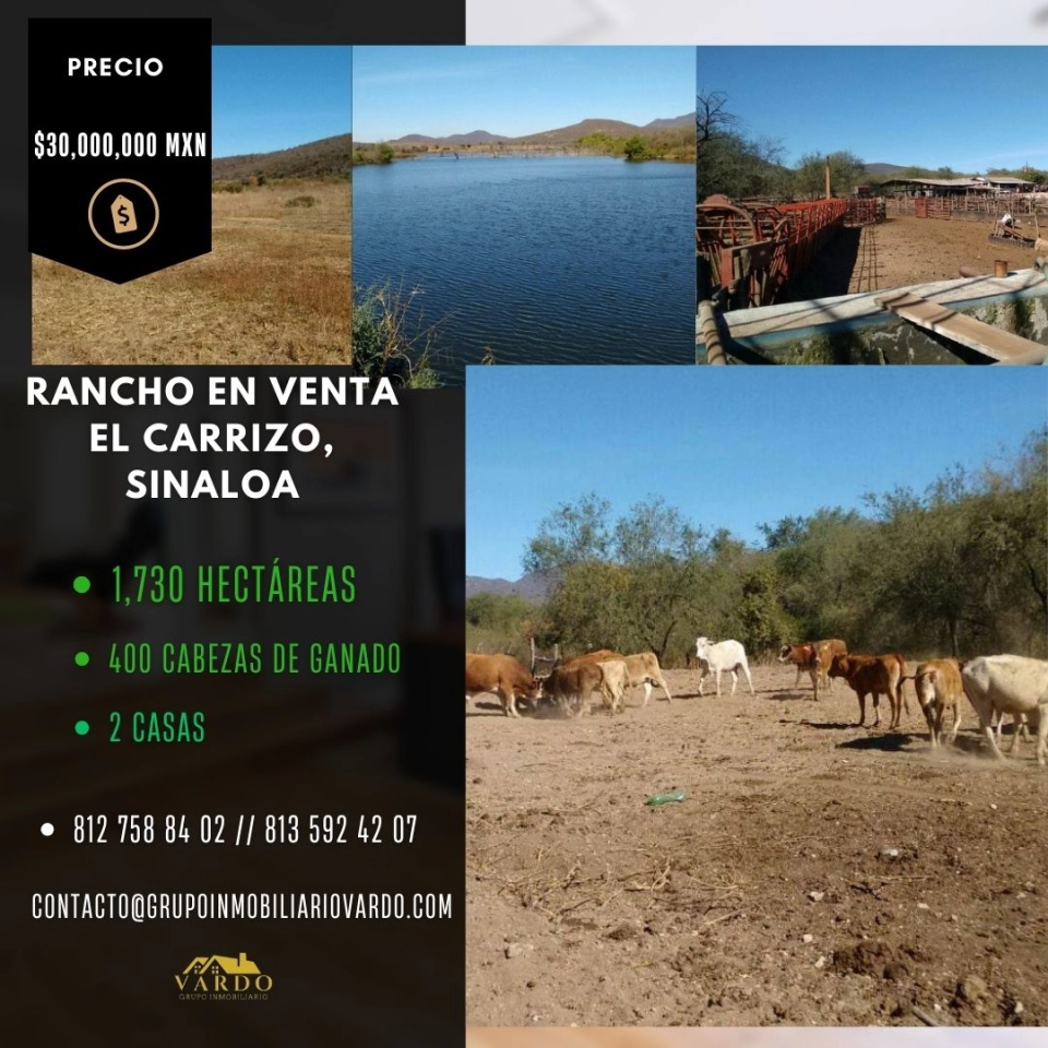 RANCHO GANADERO EN VENTA - EL CARRIZO, SINALOA