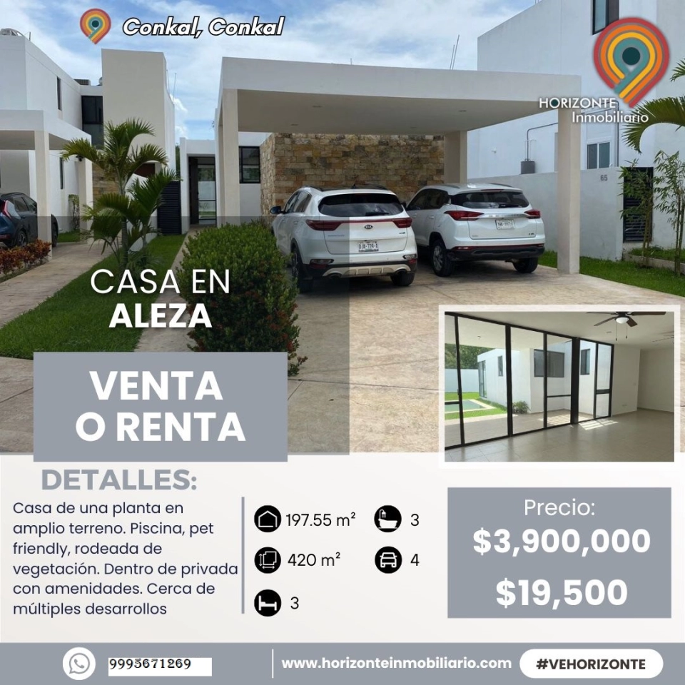 RENTA O VENTA DE CASA EN CONKAL MERIDA YUCATAN 