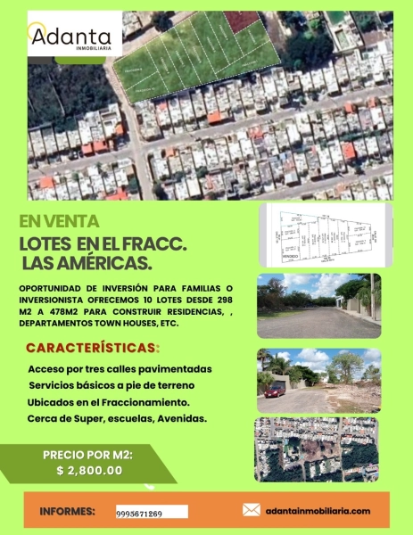 VENTA DE TERRENO EN FRACC. LAS AMERICAS MERIDA YUCATAN