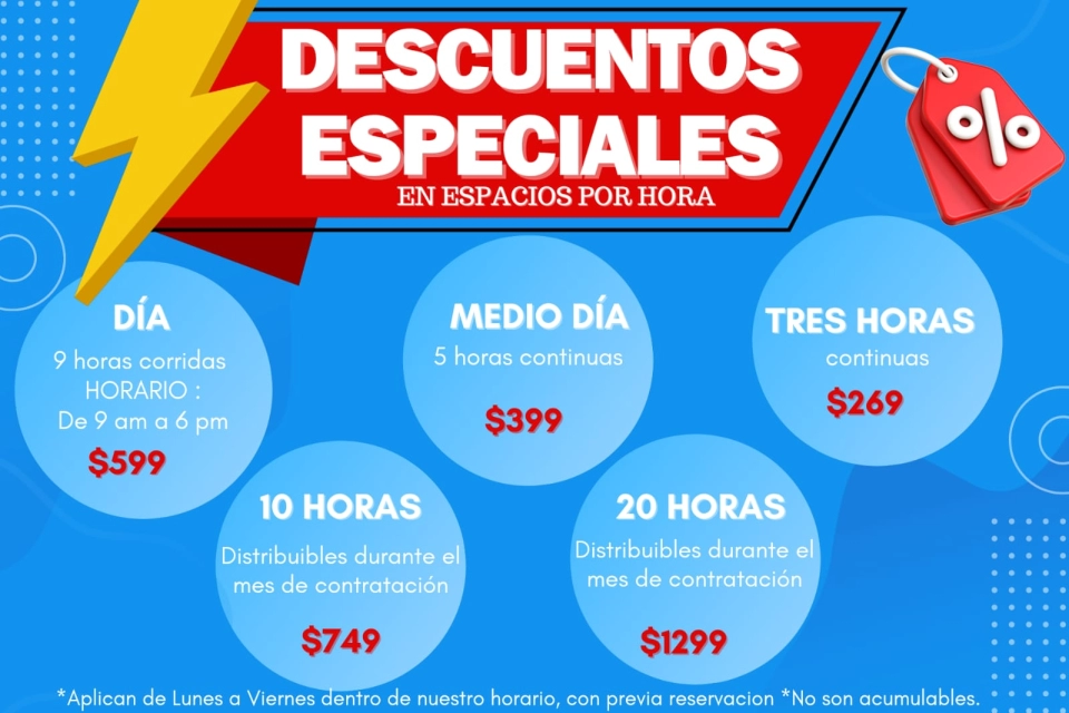 OFICINAS PRIVADAS POR HORA DESDE $99