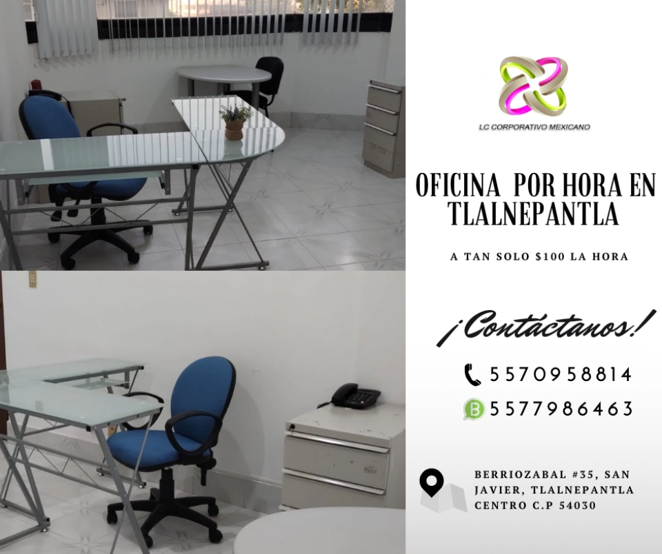 OFICINAS PRIVADAS POR HORA, LISTAS PARA USAR