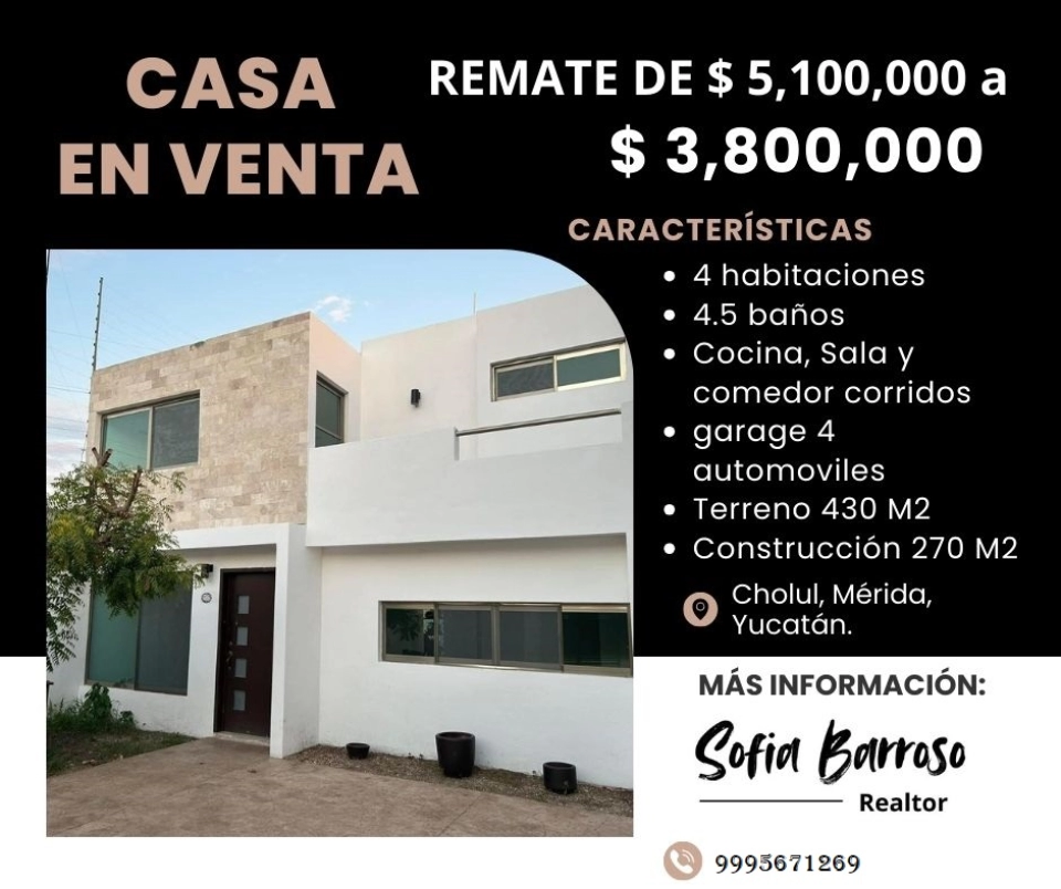 VENTA DE CASA EN CHOLUL YUCATAN 